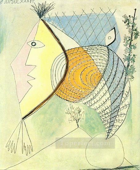 Character with a shell Head of a woman 1936 Pablo Picasso Oil Paintings